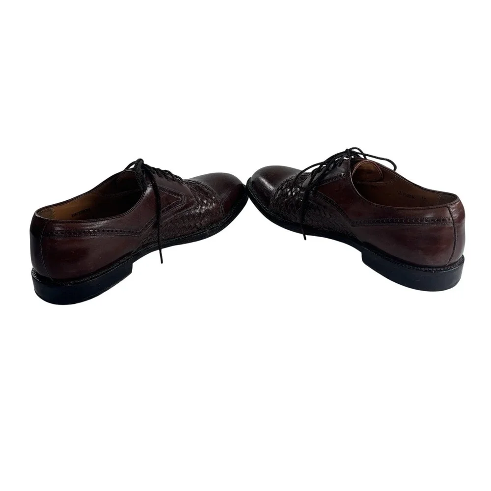 Mezlan Valencia Oxford Shoes Brown Woven Leather Cap Toe Brogue Mens 10‎
